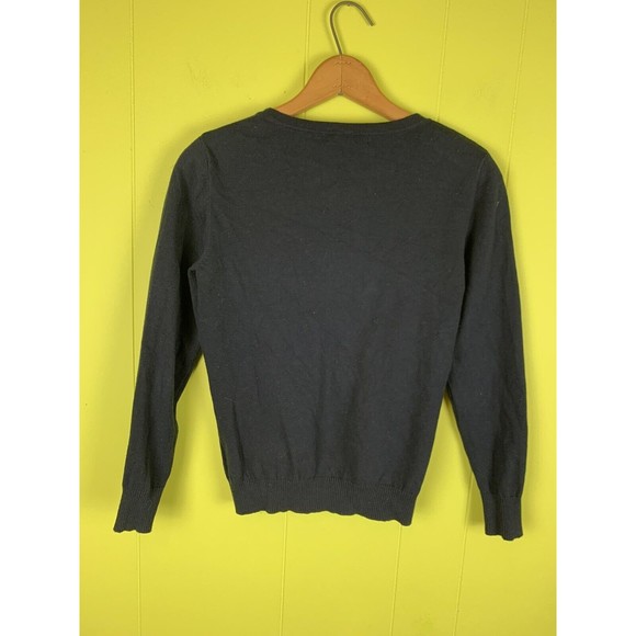 Top Knits Woman’s Sweater Small Navy Blue Buttons Up Embroidery Braid - Picture 7 of 10